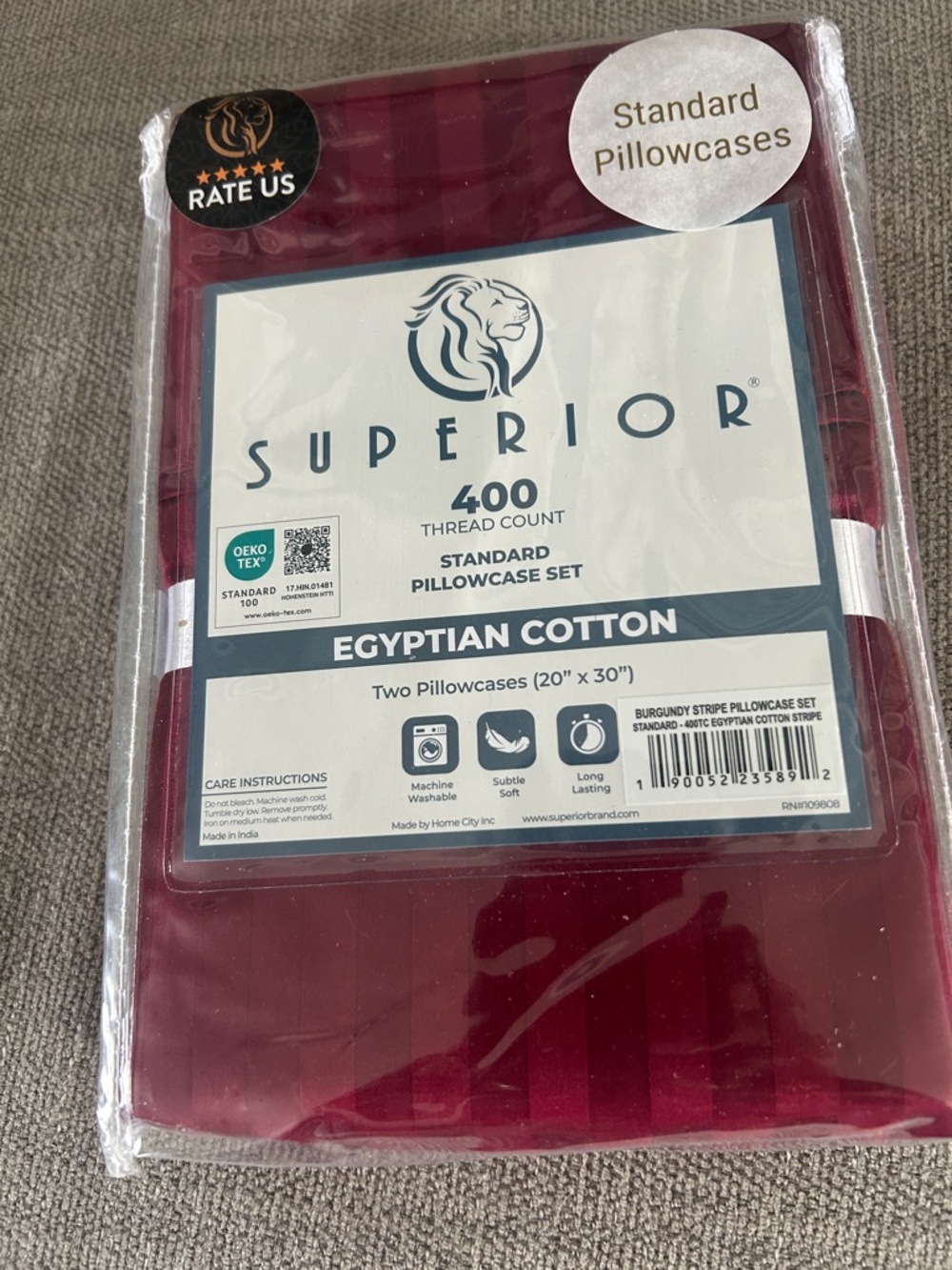 Superior Egyptian Cotton Pillowcase Set - Burgundy/ordered after 10 day cruise